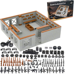 Gonsausola military base bricks set for imaginative play and fine motor skills.