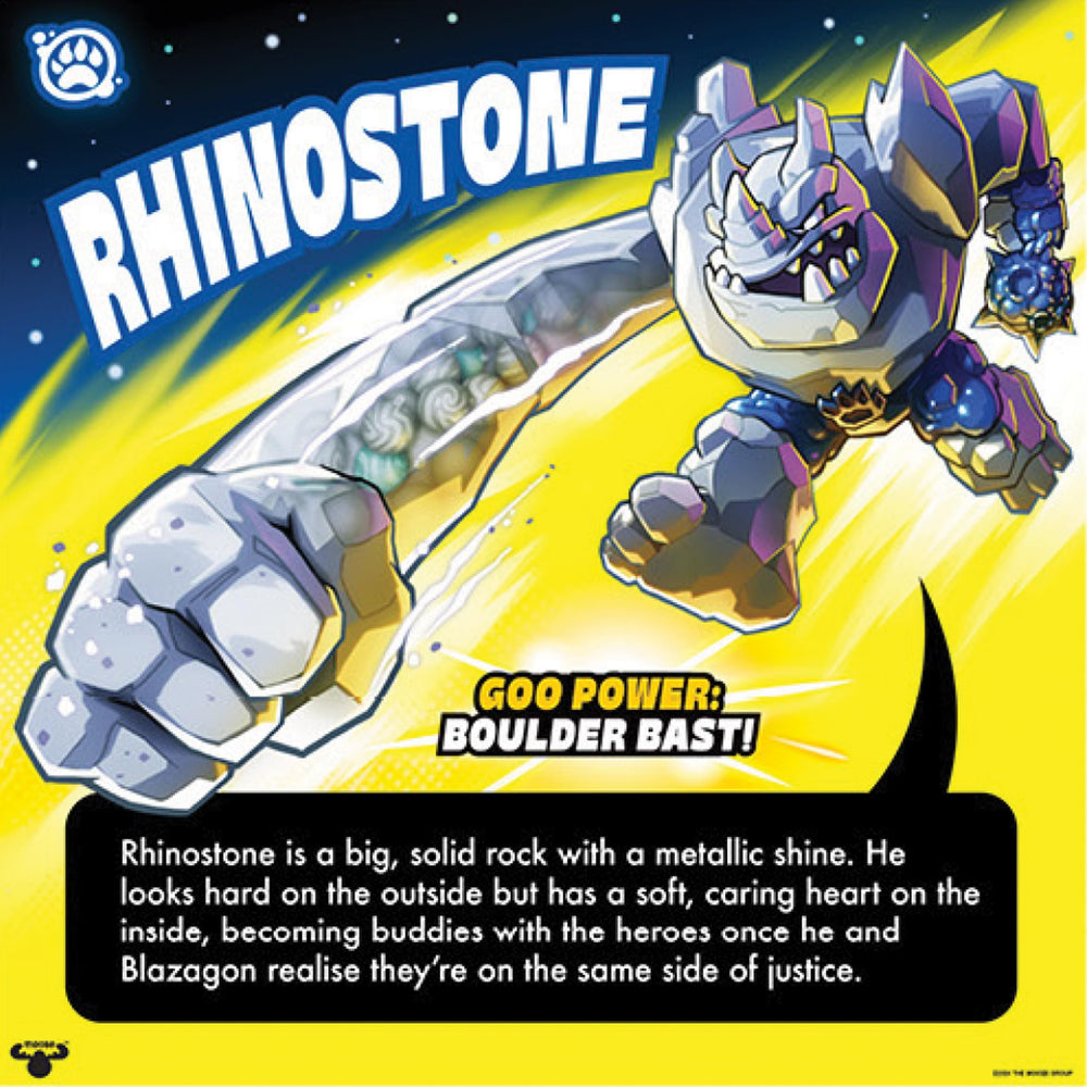 Goo Jit Zu Meteor Madness Rhinostone rare hero S13 β collectible packaging example.