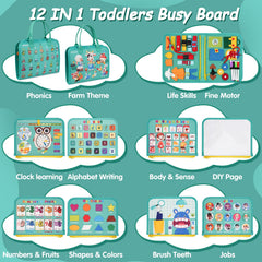 Goobaetoy Busy Board close-up shows zippers and buckles supporting skill development