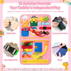 Goobaetoy Busy Board zipper and buckles practice supports practical self-help skills.