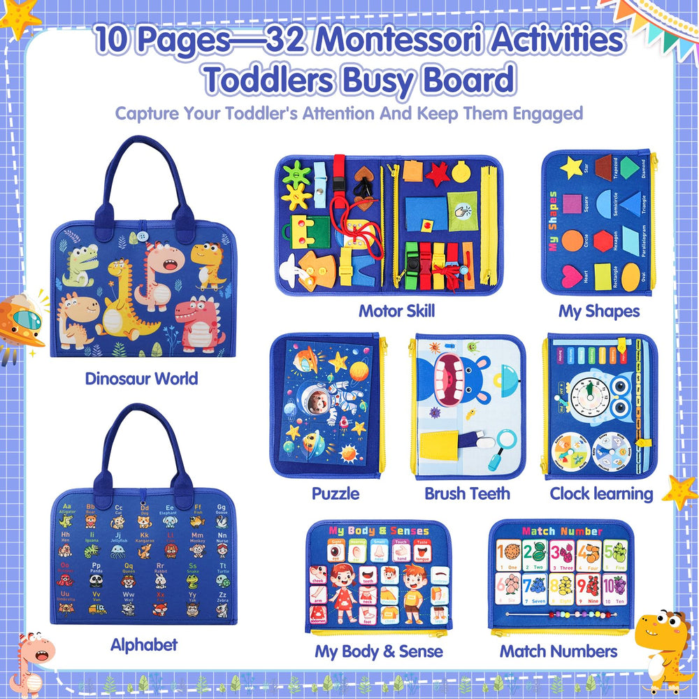 Goobaetoy Montessori Busy Board lacing and buckles promote problem-solving and independence.