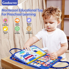 Goobaetoy Montessori Busy Board sensory activities spark exploration during travel.