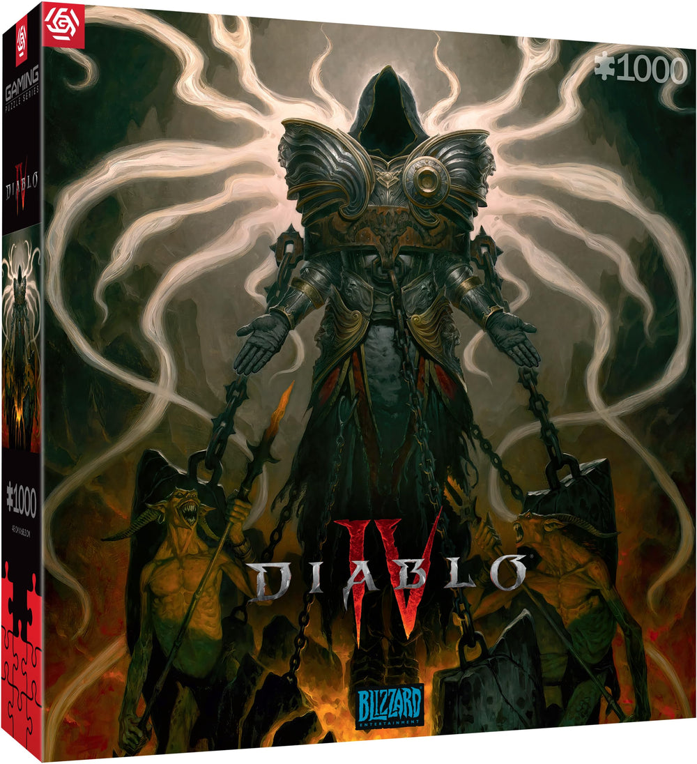 Good Loot Diablo 4 Inarius puzzle assembly size: large 68x48 cm backdrop for display.