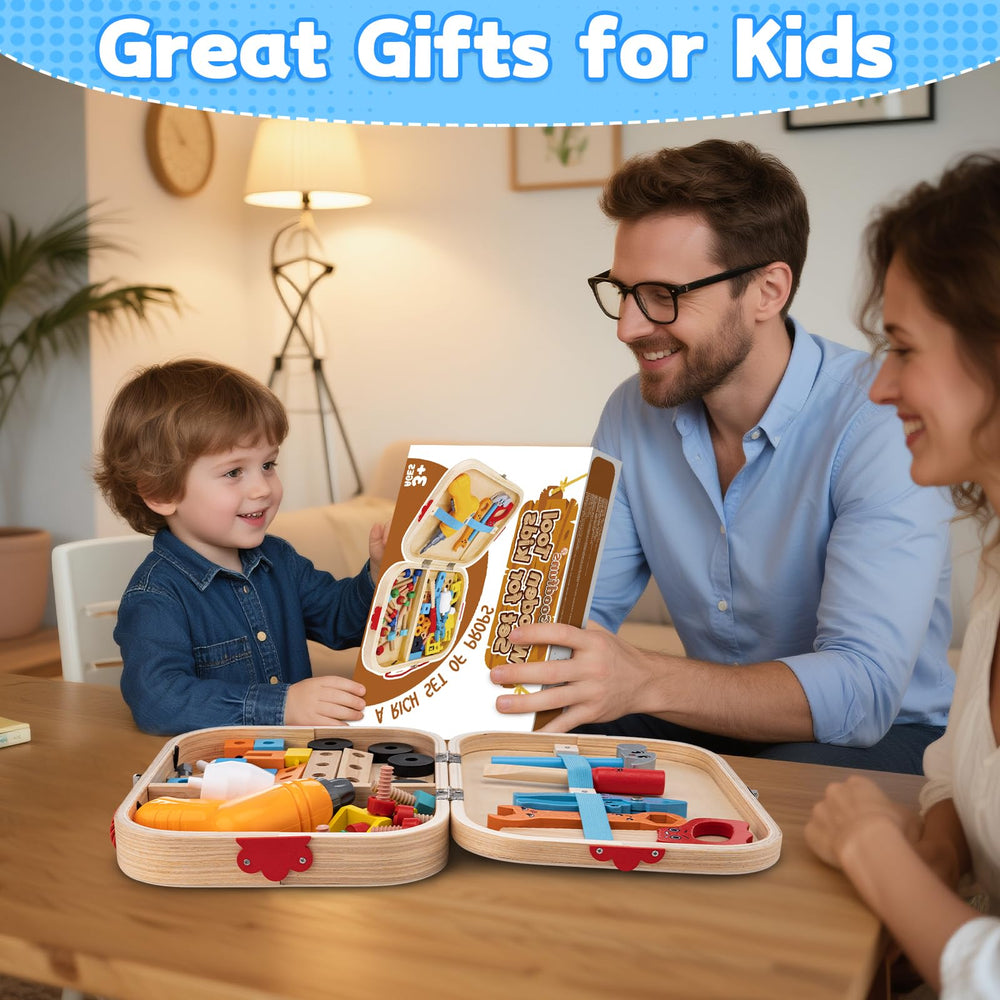 Goodfuns child engaging with toy tool set for independent learning