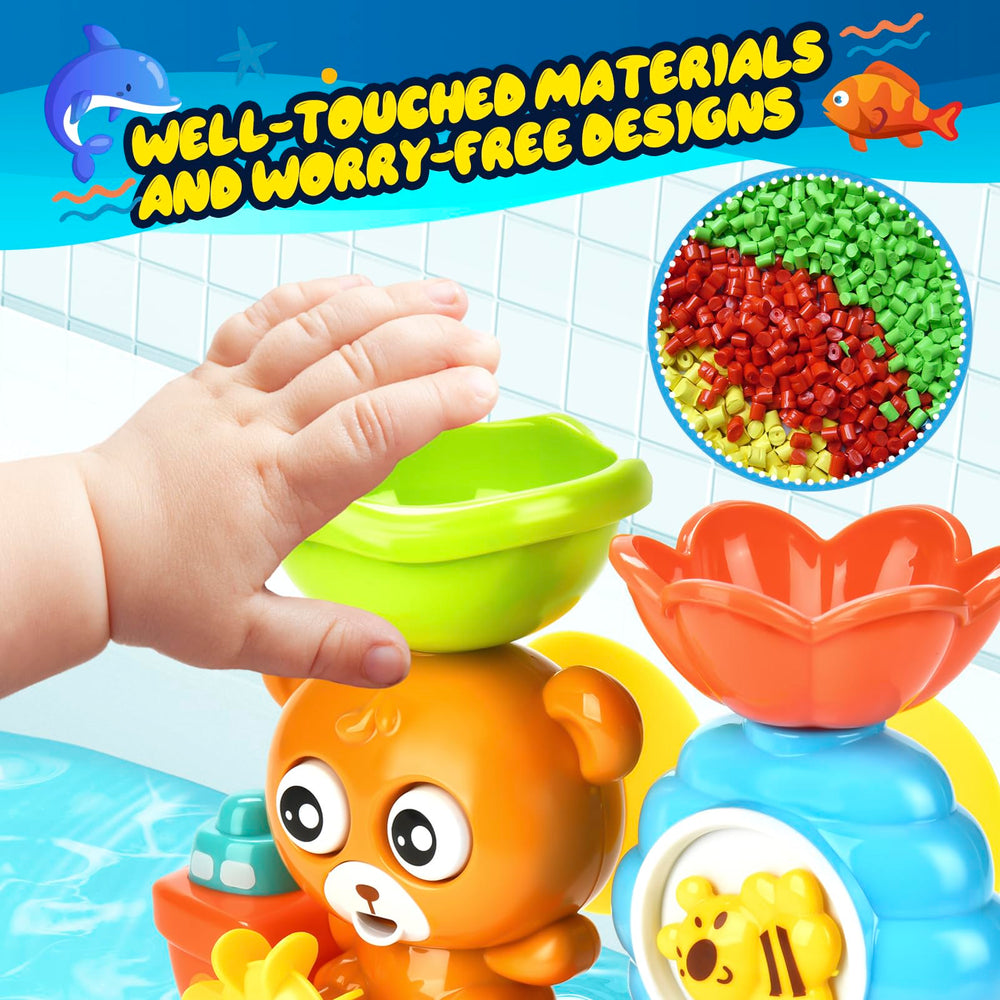 GOODLOGO bath toy with strong suction mounts securely to smooth surfaces.