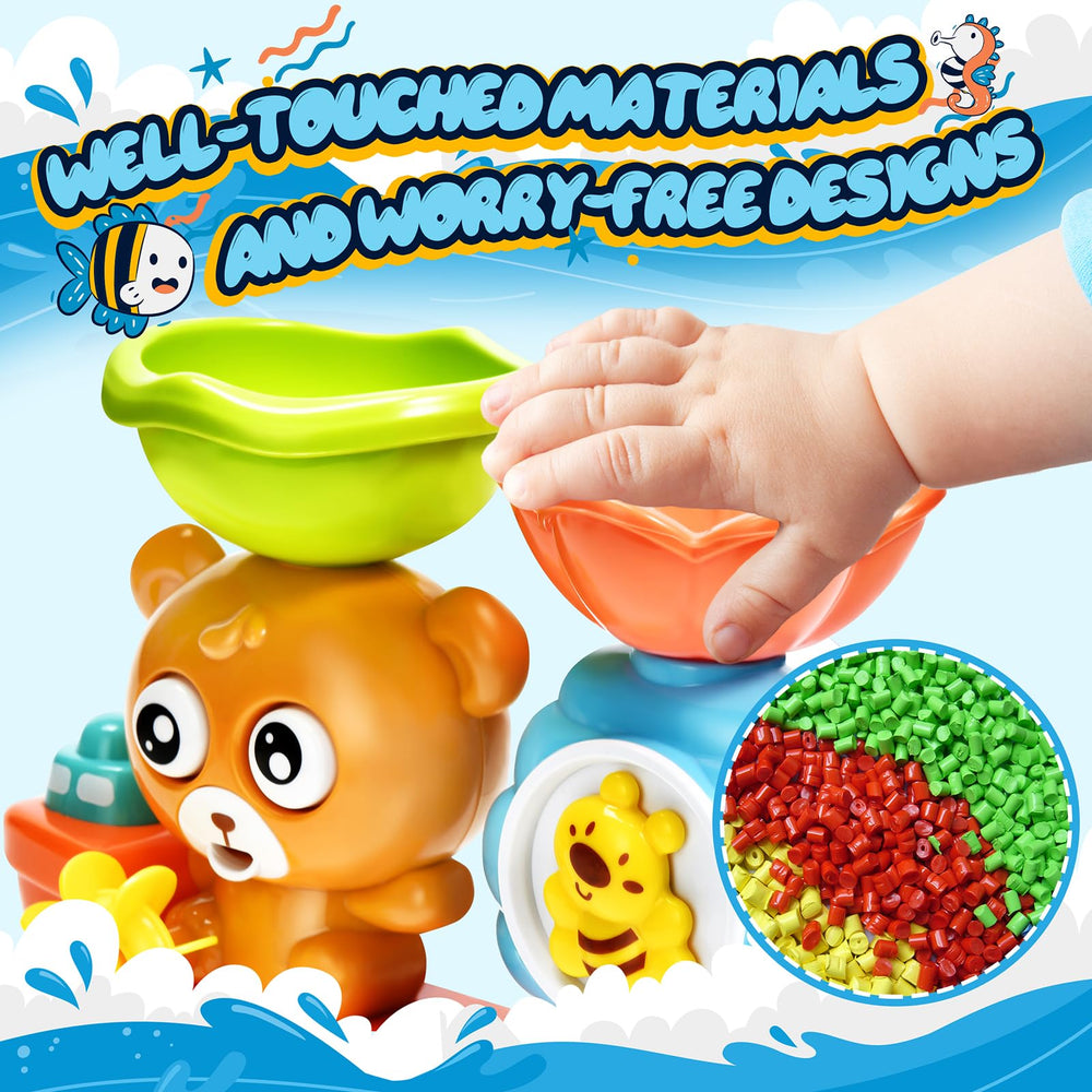GOODLOGO Bear bath toy waterfall station for flowing water play.
