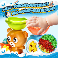 GOODLOGO Bear bath toy waterfall station for flowing water play.