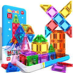 Goodtiles Mini Magnetic Tiles travel tin for portable learning on the go.