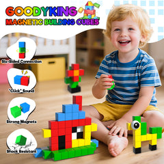 Goody King 56pcs magnetic blocks showing secure connections ideal for fine motor development.
