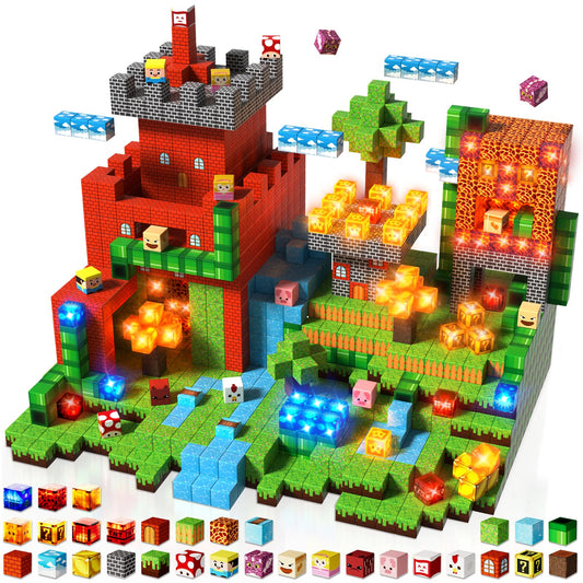 Goody King magnetic blocks glow at night for immersive sensory play.