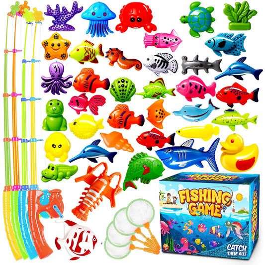 Goody King Magnetic Fishing Game pool toy setup for two players promotes cooperative play.