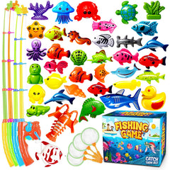 Goody King Magnetic Fishing Game pool toy setup for two players promotes cooperative play.
