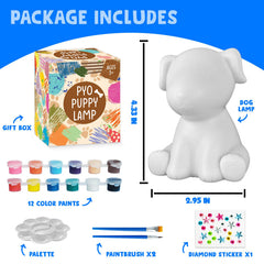 Goody King kit includes paints and brushes for vibrant dog lamp decoration