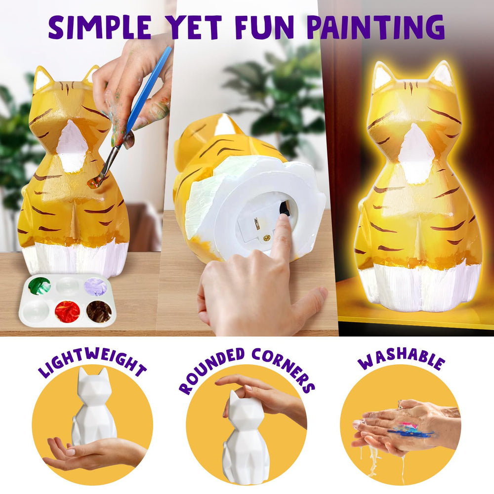 Goody King Paint Your Own Cat Lamp kit 12 paints for colorful projects.
