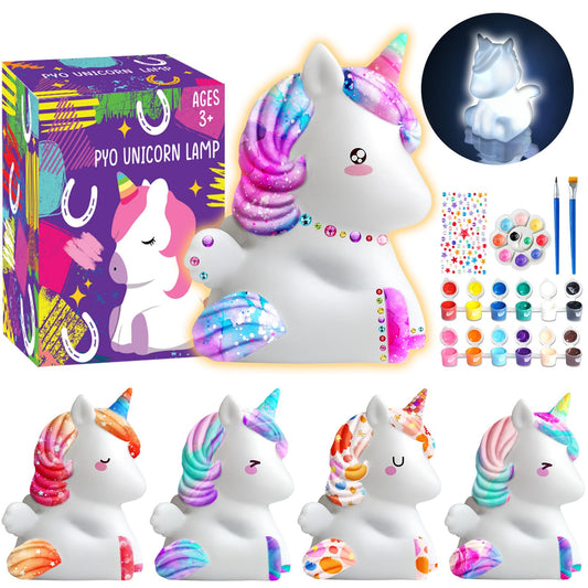 Goody King Paint Your Own Unicorn Lamp kit components ready for creative crafting.