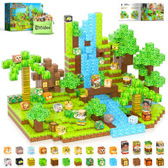 Gooidea Jungle Adventure blocks with lions, detailed forest scene enhances imaginative play and STEM exploration.