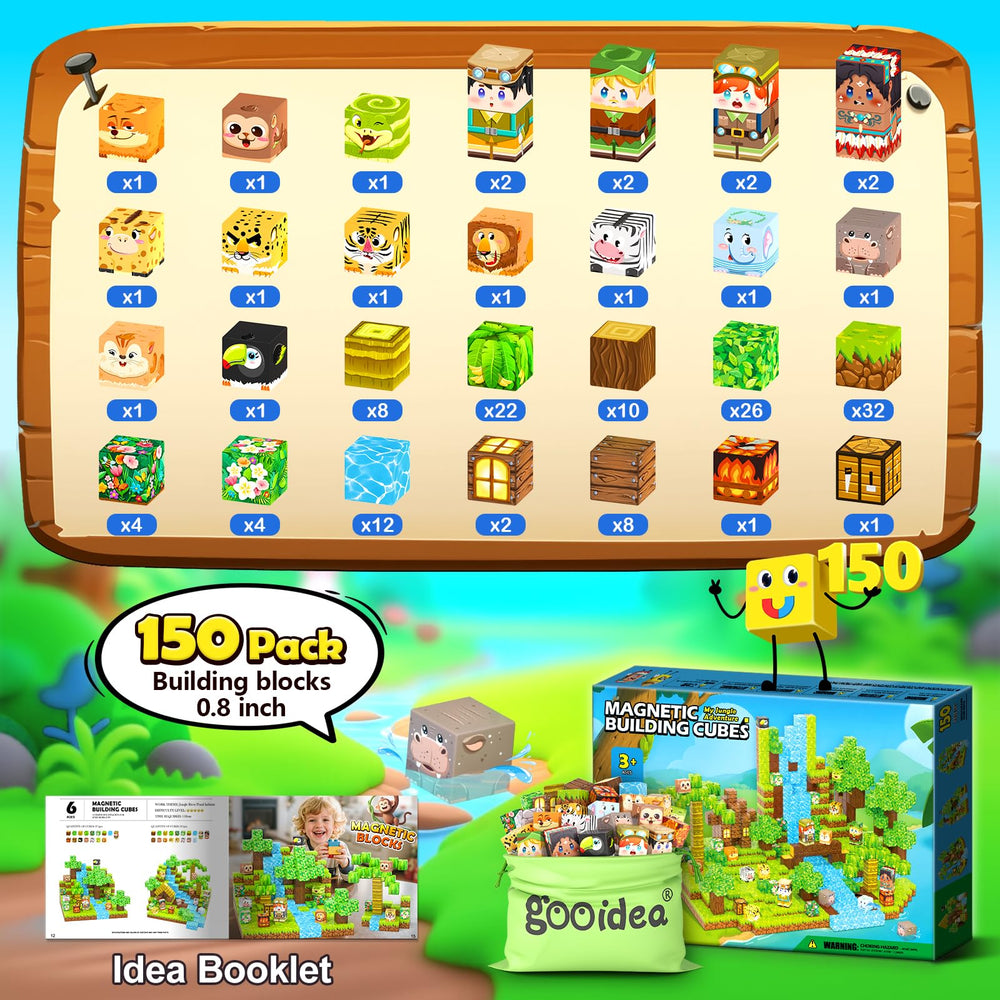 Gooidea Jungle Adventure blocks feature seamless edges and strong magnets for safe building.