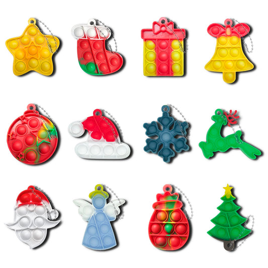 GooKit Christmas mini pop keychain toy, bright colors for quick on-the-go stress relief.