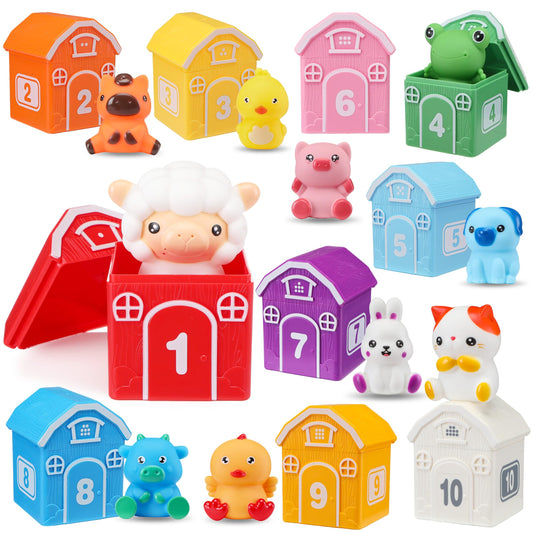 GooMags Montessori farm barns setup for counting play and organization