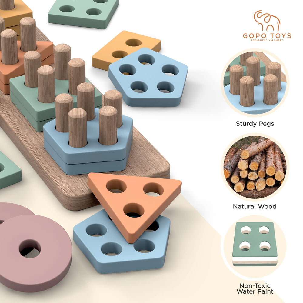 GOPO TOYS colors shapes matching helps early math and visual discrimination.