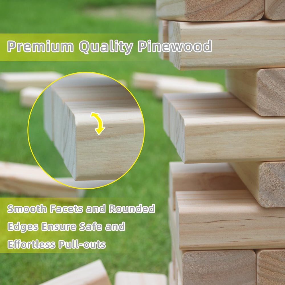 GOROCK Giant Tumble Tower setup: builds height and social interaction during gatherings.
