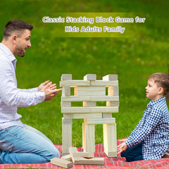 GOROCK Giant Tumble Tower materials: non-toxic, crack-free wood that lasts for many games.