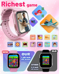 Gothwick Kids Smartwatch screen display highlights crisp 1.69-inch touch clarity.