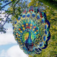 GOTOME Peacock wind spinner provides 360-degree rotation for dynamic movement.