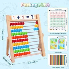 Gotoofun abacus with 120 flash cards highlighting numbers and symbols for learning.