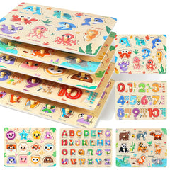 GRINNNIE wooden number peg puzzle for toddlers promotes early numeracy and fine motor skills.