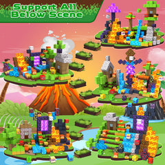 GraceDuck dinosaur volcano forest castle pieces enabling imaginative world-building