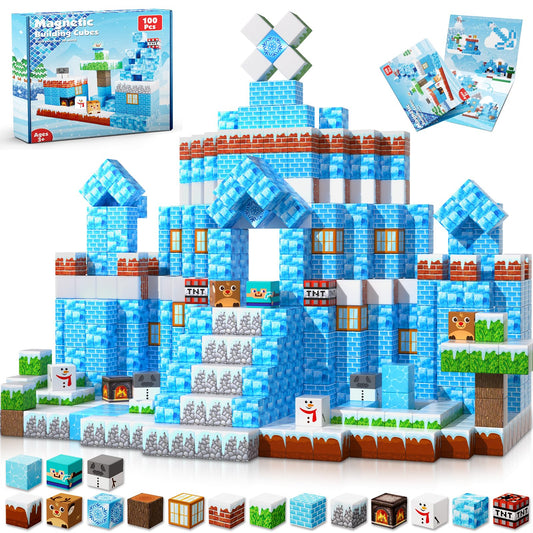 GraceDuck magnetic blocks form an ice castle for imaginative play and STEM learning