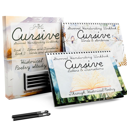 Graceful By Design grooved cursive page guides letter shapes for steady handwriting practice.