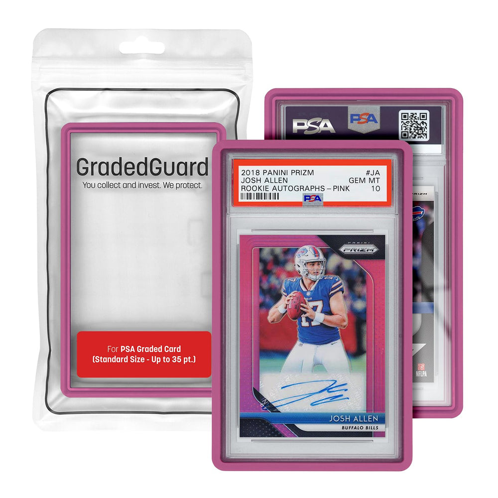 GradedGuard PSA slab case pink front view with snug fit and soft touch finish.