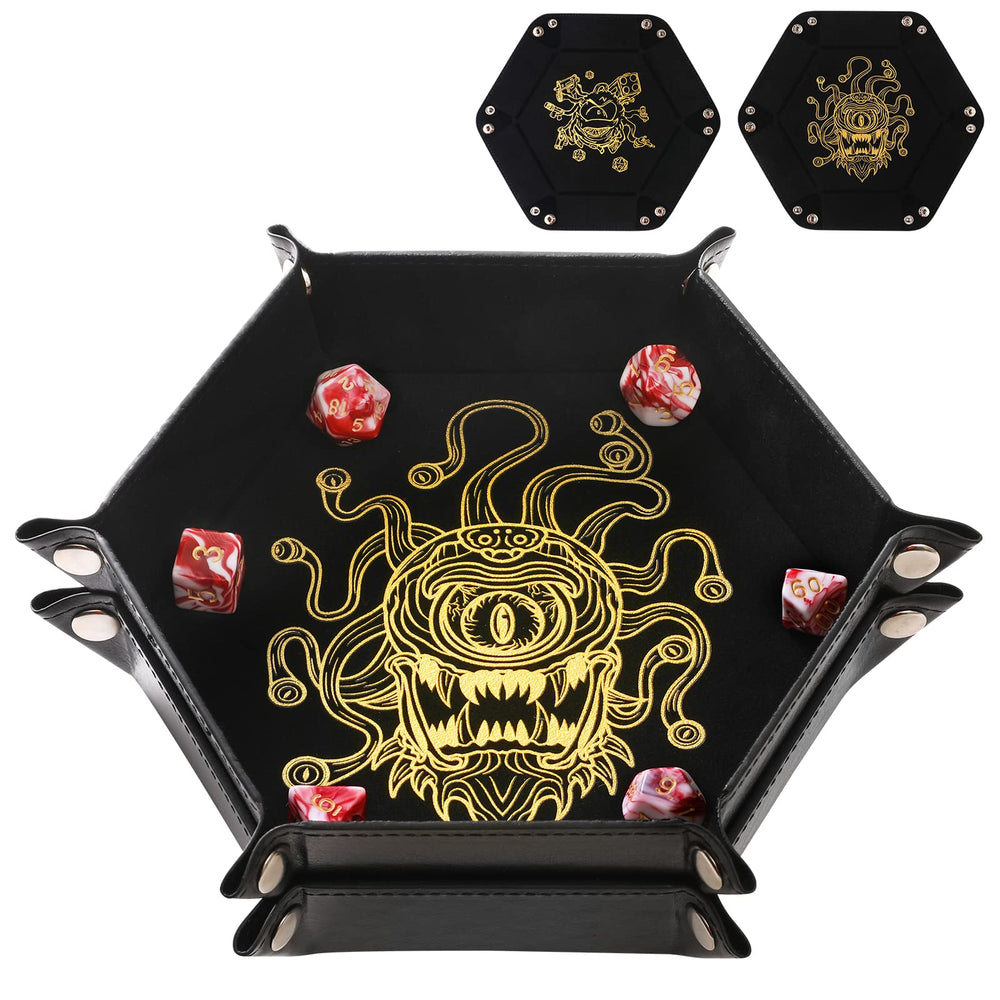 Grajar Beholder dice tray folded for easy portability and quick setup.
