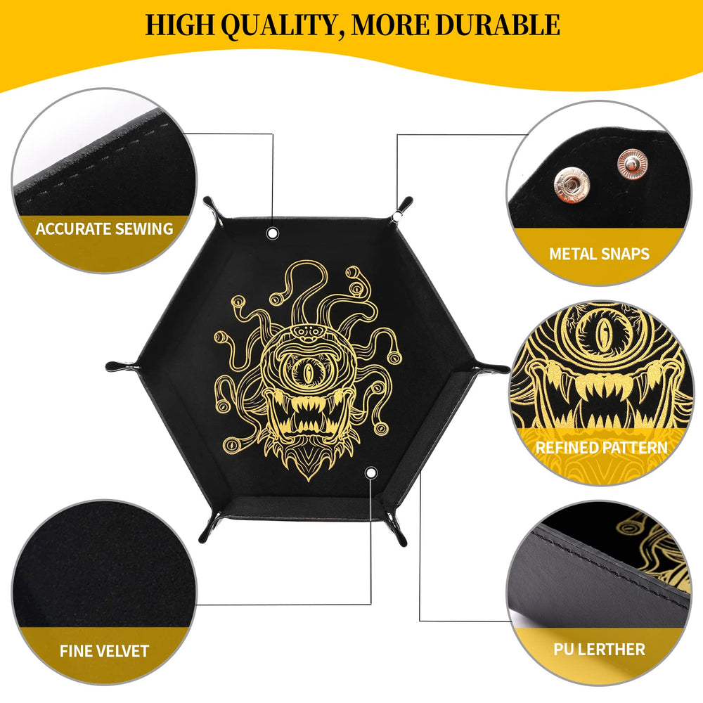 Grajar Beholder dice tray open ready for immersive RPG rolling sessions.