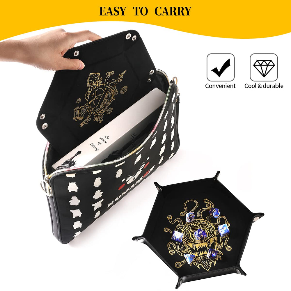Grajar Beholder folding tray showing compact 8-inch arena for dice.
