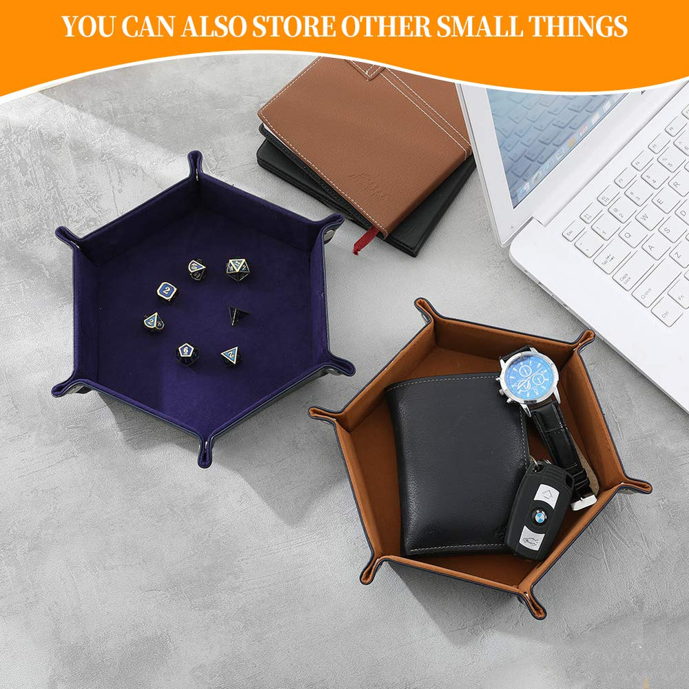 Grajar RPG tabletop setup featuring Grajar trays in navy and camel hues