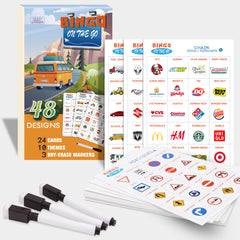 GRANDLMOON car bingo cards show 48 designs for endless backseat fun.