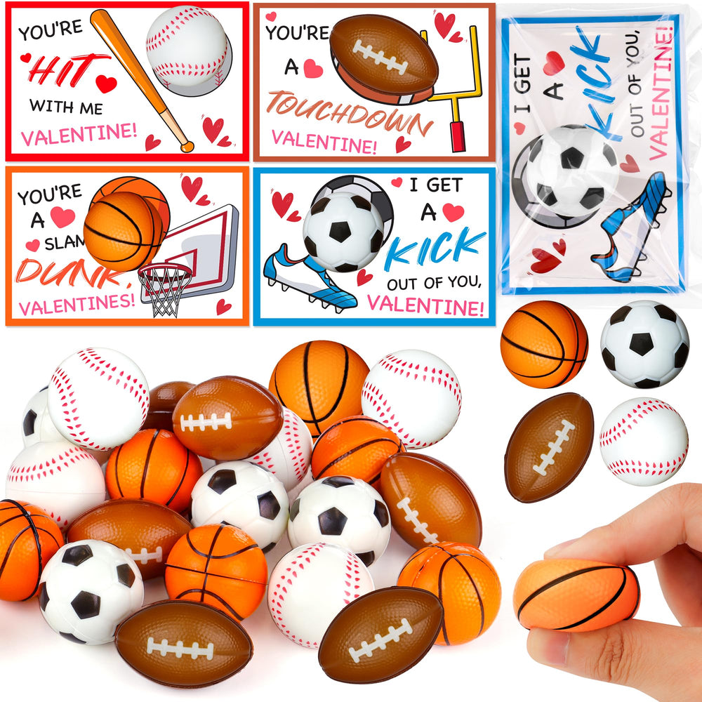 Grastfu 28-pack valentines sports balls for classroom gifting and play