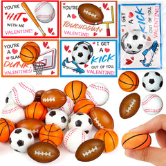 Grastfu 28-pack valentines sports balls for classroom gifting and play