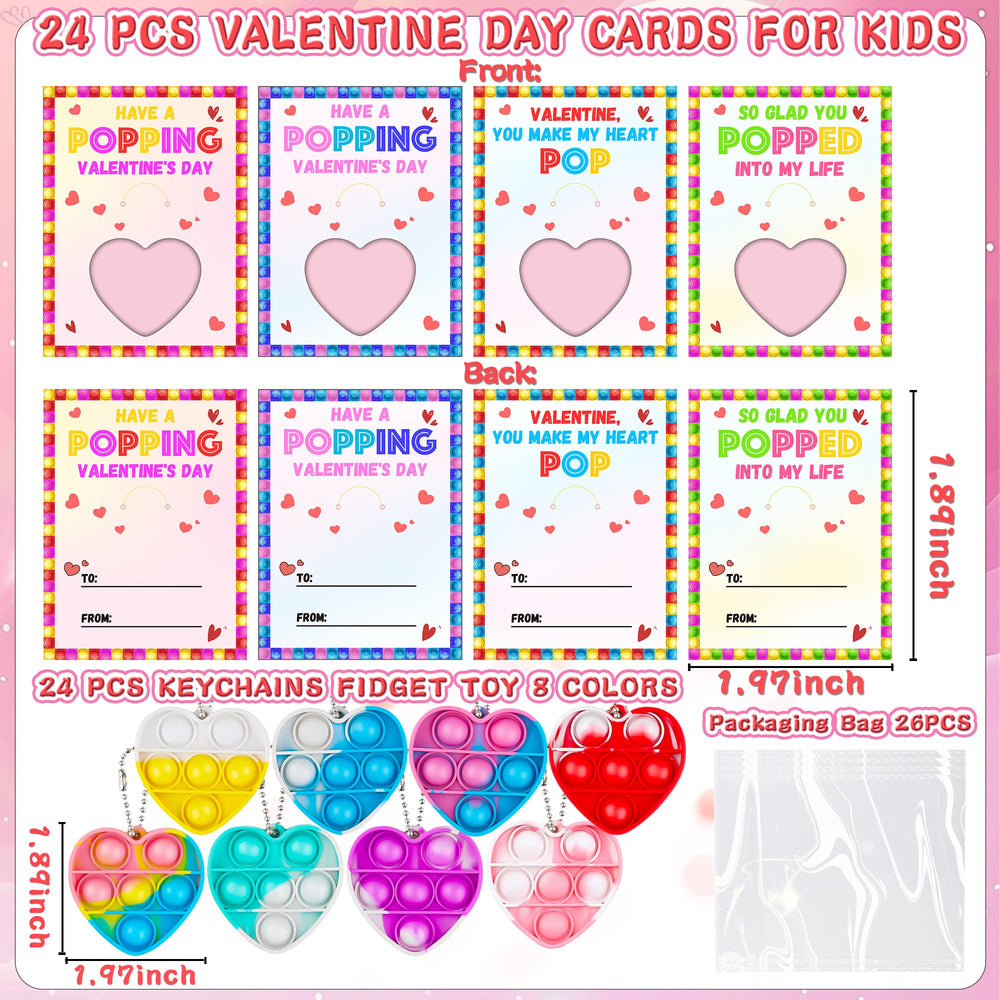 Grastfu mini pop heart keychains in color variants ideal for kid-friendly exchanges.