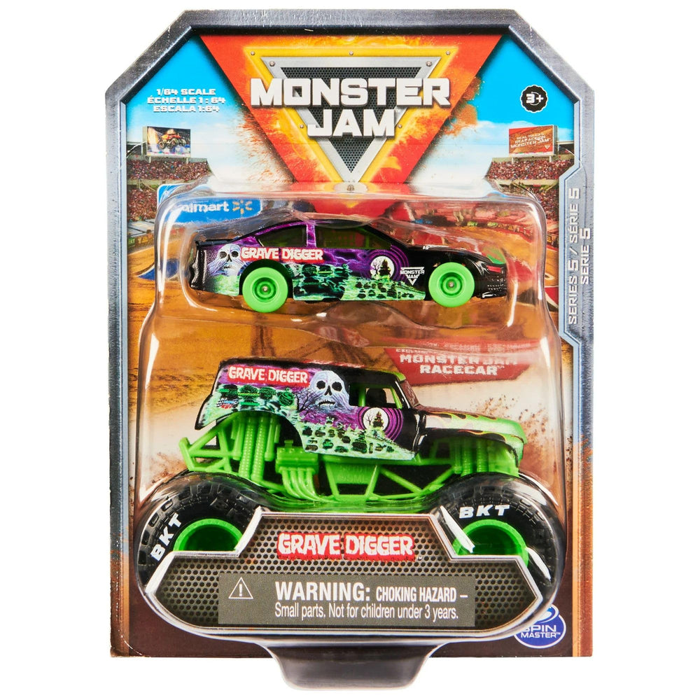 Monster Jam Grave Digger 1:64 truck on display, ideal for action-packed play and collection.