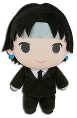 Chrollo plush detail close-up, premium stitching and texture.