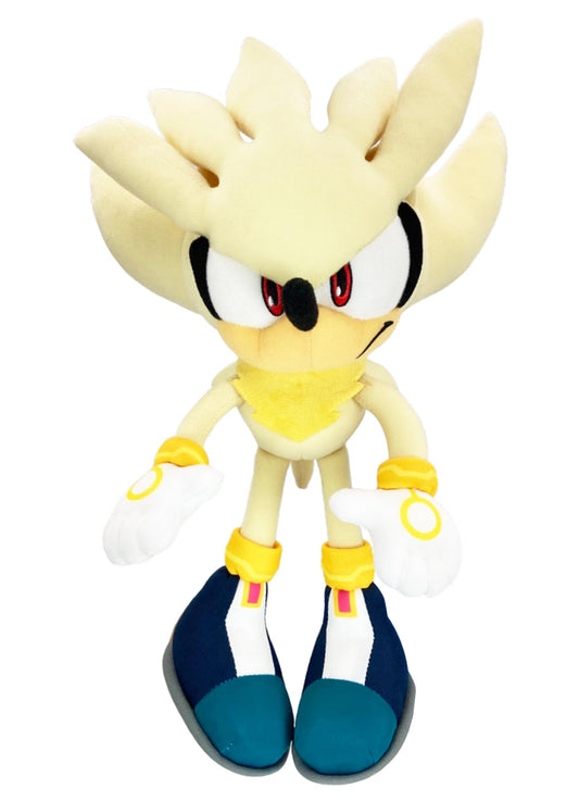 Great Eastern Entertainment Sonic Super Silver Plush 10-inch front view, ideal display piece for collectors.