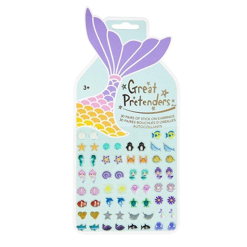Great Pretenders mermaid sticker earrings, 30 pairs, playful beads for imaginative dress-up.