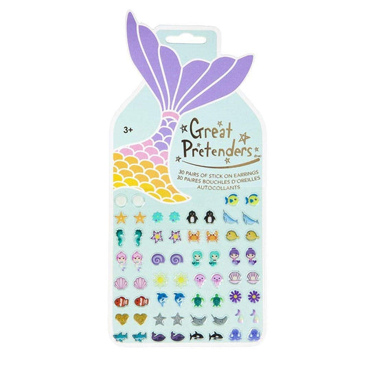 Great Pretenders mermaid sticker earrings, 30 pairs, playful beads for imaginative dress-up.