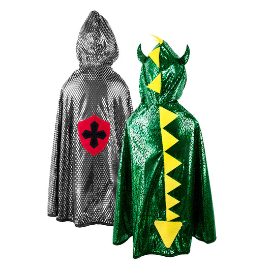 Great Pretenders reversible dragon knight cape for kids, ideal for imaginative dress-up.