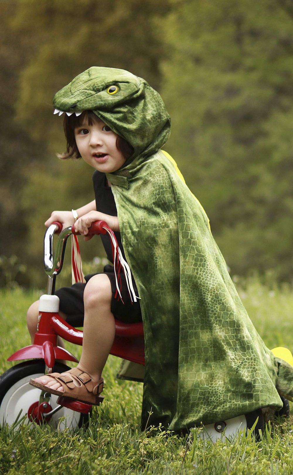Great Pretenders T-Rex Hooded Cape size 4-5 suitable for preschool adventures.