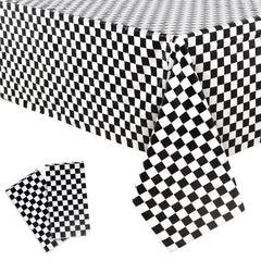 GREATRIL black white checkered table cover for racing parties; protects surfaces and elevates decor